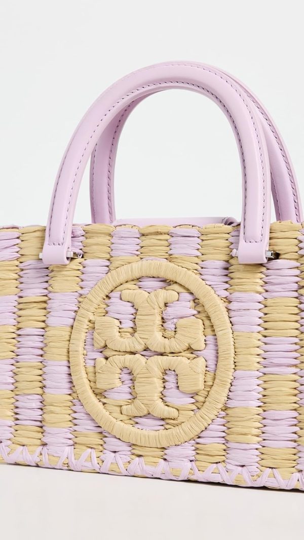 Tory Burch Women's Ella Hand Crocheted Checkered Top Handle Bag-4
