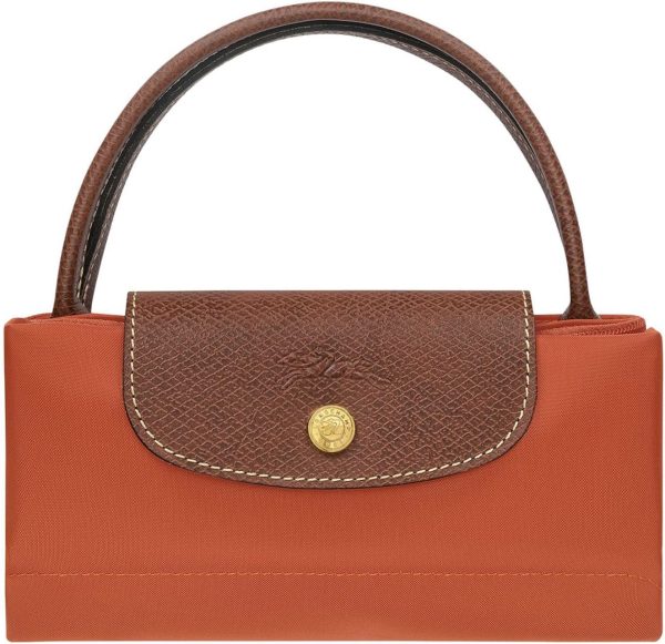 Longchamp 'Small Green Le Pliage' Nylon Tote Top Handle Bag, Brick-4