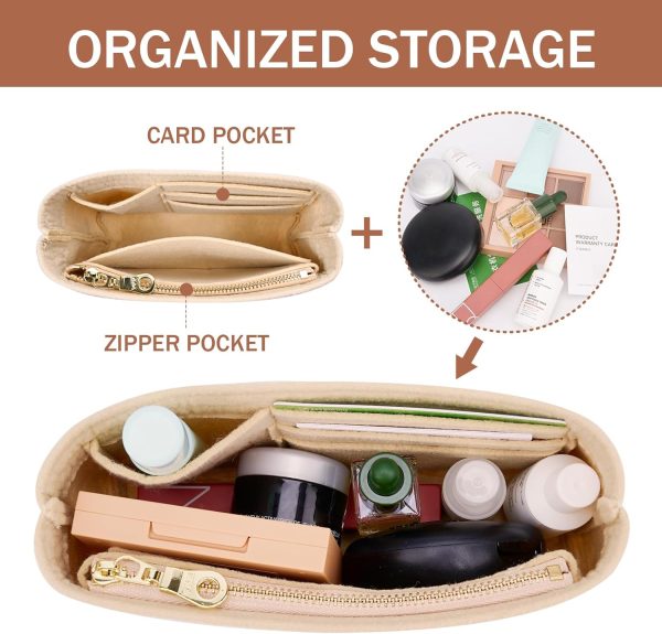 Purse Straps Replacement with Multi-Pocket Felt Handbag Organizer Insert Compatible with Longchomp Mini Pouch Tote Bag (2-Packs)-4