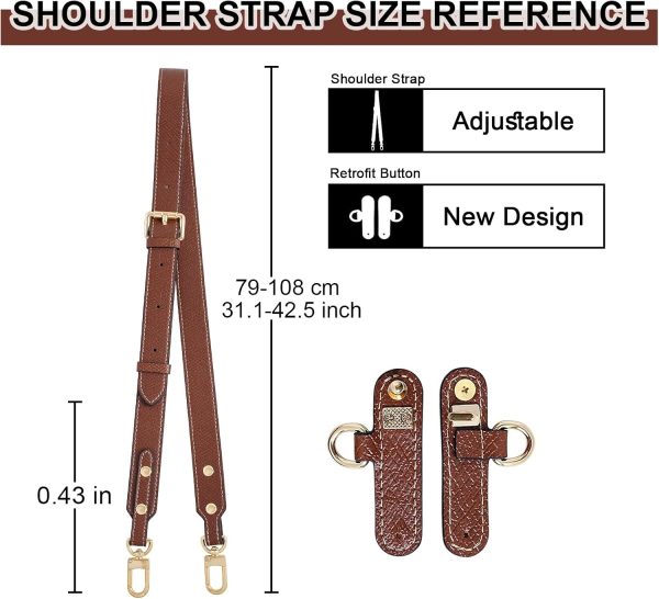 Upgraded Leather Shoulder Strap for Longchamp Le Pliage Bags, Adjustable Crossbody Strap (Brown) shoulder press