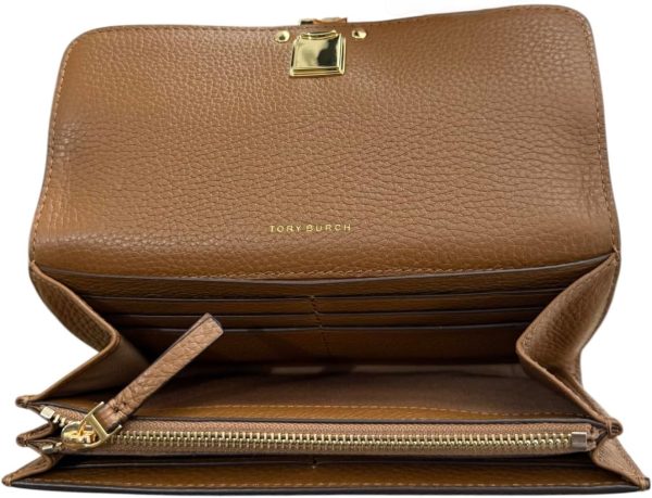 Tory Burch Women's Britten Pebble Leather Envelope Wallet (Moose)-4