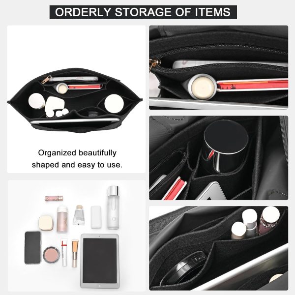 Felt Purse Organizer Insert for Longchamp Le Pliage L Handbag Insert (Large, Black)-4