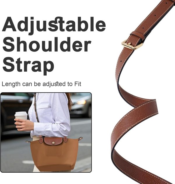 Upgraded Leather Shoulder Strap for Longchamp Le Pliage Bags, Adjustable Crossbody Strap (Brown) adjustable desk