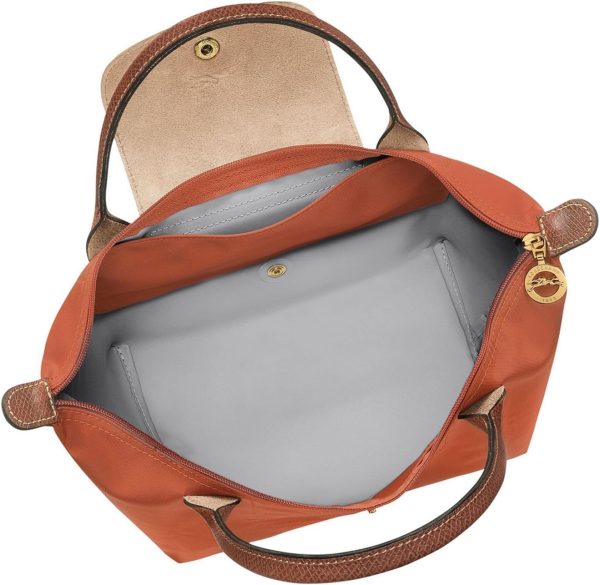 Longchamp Small Green Le Pliage Nylon Tote Top Handle Bag, Brick pliage green