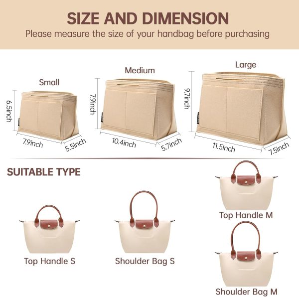 OPPOSHE Purse Organizer for Longchamp Le Pliage Tote - 9 Compartments, Large Beige longchamp