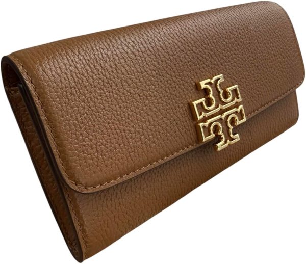 Tory Burch Women's Britten Pebble Leather Envelope Wallet (Moose)-3