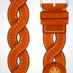 Tory Burch Women's Luggage Brown Braided-Leather Band For Apple Watch