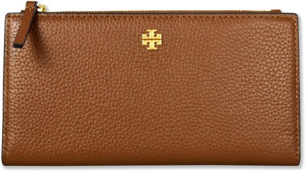 Tory Burch 139540 Blake Color-Block Cortado Brown With Gold Hardware Women's Slim Wallet-0