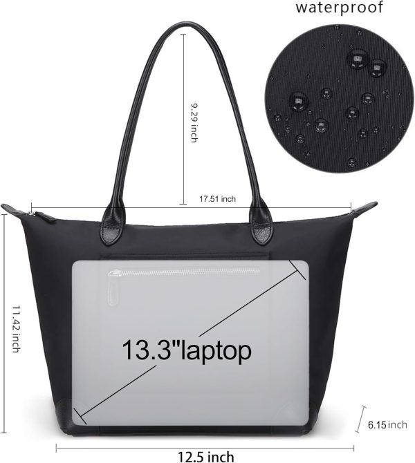 DORIS&JACKY Designer Tote Bag for Women Large Lightweight Leather Nylon Work Shoulder Bag and Foldable Travel Purse jacky