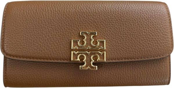 Tory Burch Women's Britten Pebble Leather Envelope Wallet (Moose) shopify