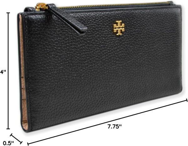 Tory Burch Womens 139540 Blake Pebble Leather Colorblock Slim Envelope Wallet, (006 Black/Sand)-3