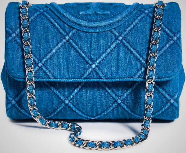 Tory Burch Women's Fleming Soft Denim Small Convertible Shoulder Bag