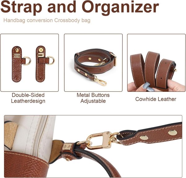 Upgraded Leather Shoulder Strap for Longchamp Le Pliage Bags, Adjustable Crossbody Strap (Brown) forever 21