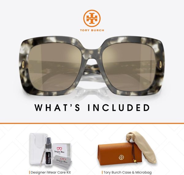 Tory Burch TY7193U Square Sunglasses for Women +BUNDLE with ACCESSORY EYEWEAR KIT tory burch tote