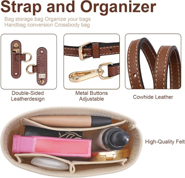 Longchamp Mini XS Bag Organizer with Leather Strap - Punch-Free Design organizer bag