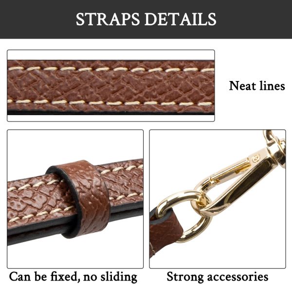 SOPROM Crossbody Strap for Longchamp Mini Bag, 11mm Brown & Gold Strap Kit crossbody bag leather