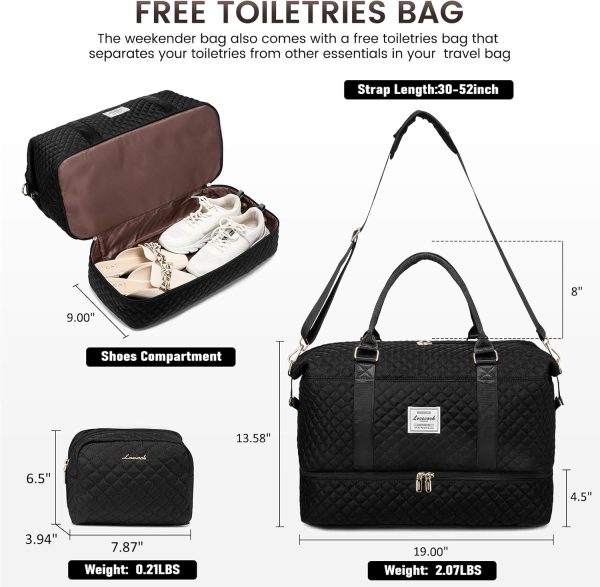 LOVEVOOK Travel Duffle Bag for Women with Shoe Compartment & Toiletry Bag for love and lemons