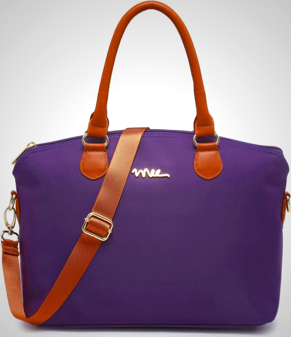 Water-Resistant Nylon Satchel Handbag with Top Handle and Pockets