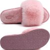 COFACE Womens Slippers with Arch Support Comfy Open Toe Fuzzy Woman House Shoes Plantar Fasciitis Orthotic Ladies Slippers Indoor-4