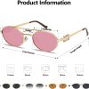 Retro Oval 90s Metal Sunglasses for Women, 2025 Trendy Chic Narrow Gold Sun Glasses Fashion Sunnies-3