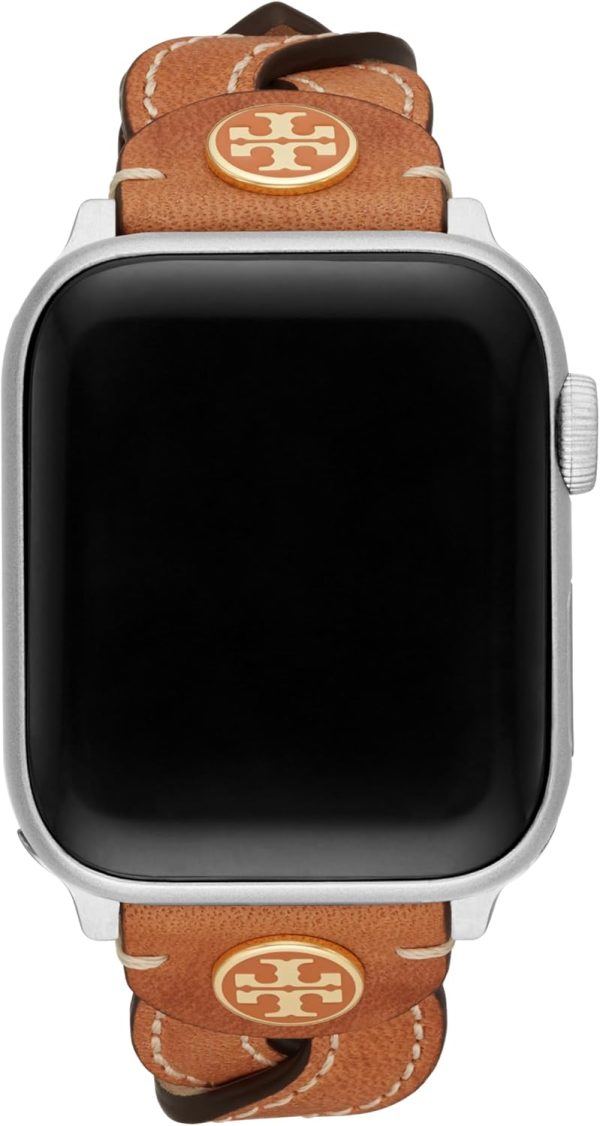 Tory Burch Women's Luggage Brown Braided-Leather Band For Apple Watch brownian motion