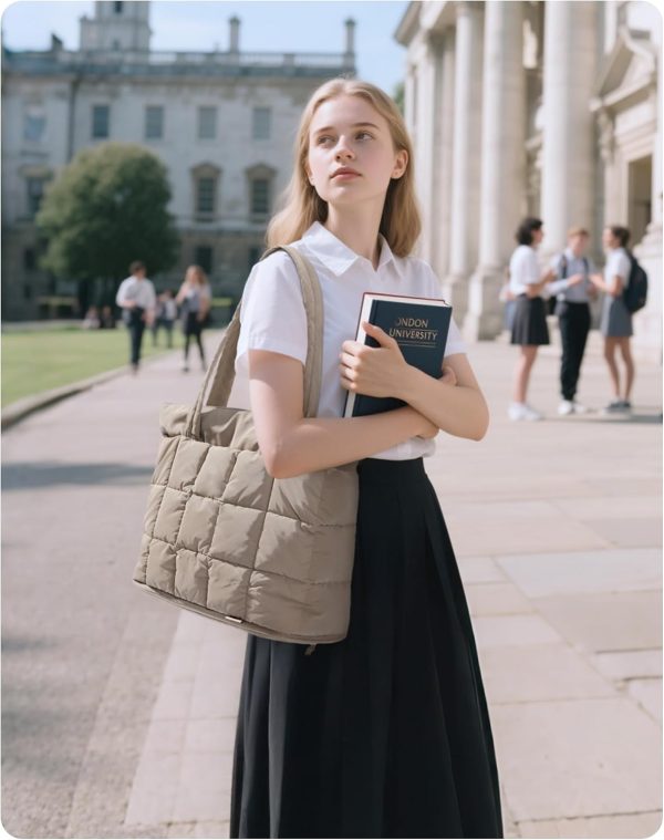 BAGSMART Expandable Tote Bag for Women, Puffer Work Tote Handbag, Quilted Carry On Bag for Travel Gym baggu