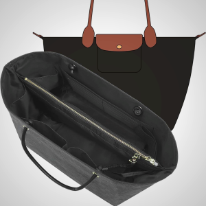 Longchamp Le Pliage Purse Organizer Insert with 17 Compartments & Key Leash