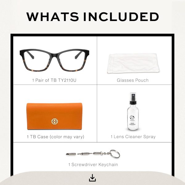 Tory Burch TY2110U RECTANGLE Shape Eyeglasses with eSHADES Luxury Eyewear kit Bundle-4