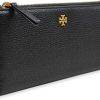 Tory Burch Womens 139540 Blake Pebble Leather Colorblock Slim Envelope Wallet, (006 Black/Sand)-0