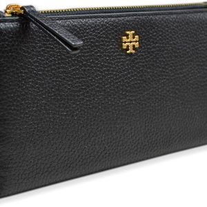 Tory Burch Womens 139540 Blake Pebble Leather Colorblock Slim Envelope Wallet, (006 Black/Sand)-0