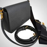 Tory Burch Thea Flap Black Leather Crossbody Bag with Gold Hardware
