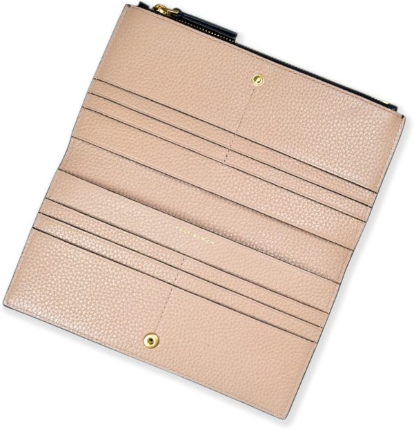 Tory Burch Womens 139540 Blake Pebble Leather Colorblock Slim Envelope Wallet, (006 Black/Sand)-2