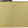 Tory Burch Women's Blake Pebble Leather Colorblock Slim Envelope Wallet (Lemon Sugar)-4