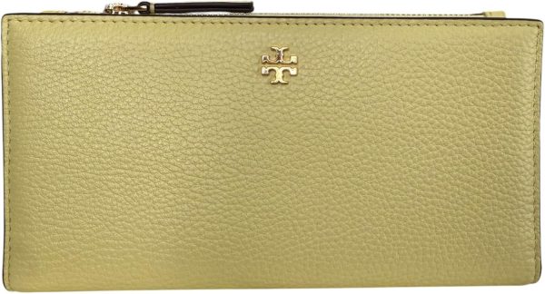 Tory Burch Women's Blake Pebble Leather Colorblock Slim Envelope Wallet (Lemon Sugar)-4