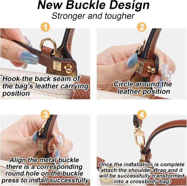 Upgraded Leather Shoulder Strap for Longchamp Le Pliage Bags, Adjustable Crossbody Strap (Brown) strap wrench