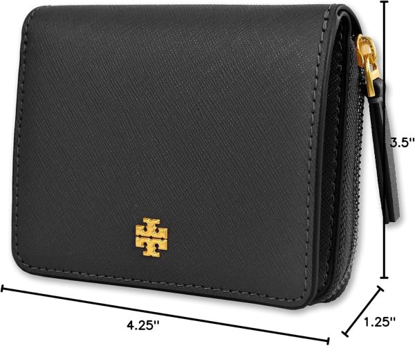 Tory Burch Womens 147606 Saffiano Leather Emerson Zip Around Mini Wallet, (001 Black)-4