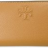 Tory Burch Womens 146471 Pebble Leather Thea Zip Around Continental Wallet With ID Card Case, (Tiramisu Brown)-1