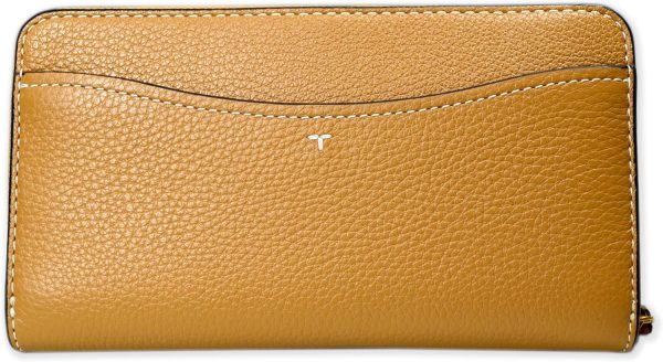 Tory Burch Womens 146471 Pebble Leather Thea Zip Around Continental Wallet With ID Card Case, (Tiramisu Brown)-2