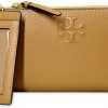Tory Burch Womens 146471 Pebble Leather Thea Zip Around Continental Wallet With ID Card Case, (Tiramisu Brown)-0