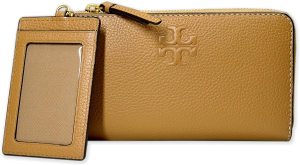 Tory Burch Womens 146471 Pebble Leather Thea Zip Around Continental Wallet With ID Card Case, (Tiramisu Brown)-0