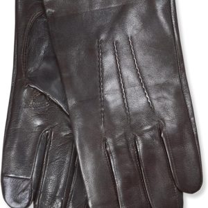 Brooks Brothers Men's Leather Cashmere Lined Winter Gloves with Touchscreen-0