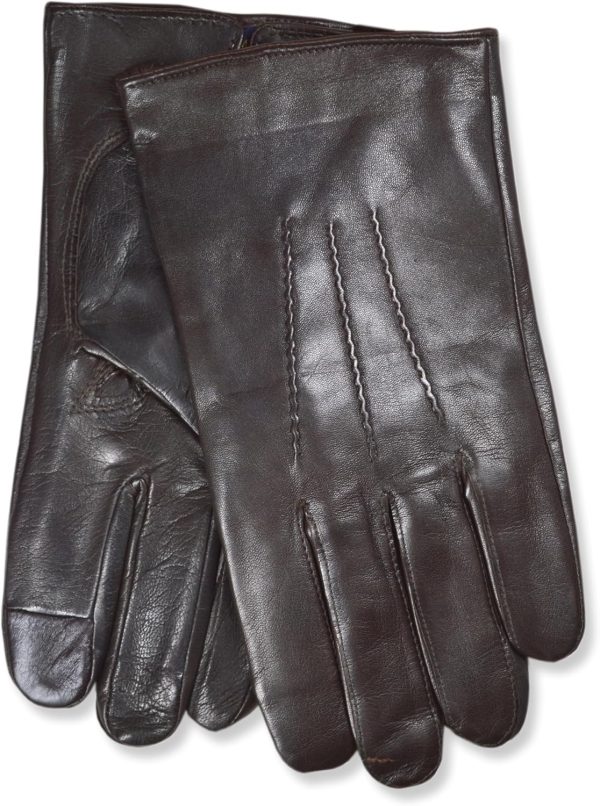 Brooks Brothers Men's Leather Cashmere Lined Winter Gloves with Touchscreen-0