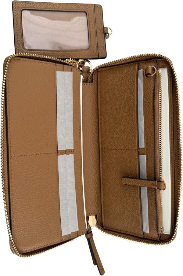 Tory Burch Women's Pebble Leather Thea Zip Continental Wallet With ID Card Case (Tiramisu)-4