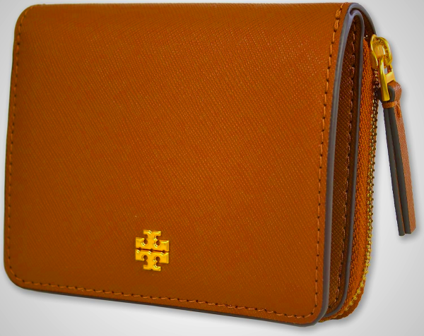 Tory Burch Womens 147606 Saffiano Leather Emerson Zip Around Mini Wallet, (909 Moose)