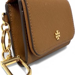 Tory Burch Women's 157146 Crossgrain Leather Emerson Flap Card Case Wallet (Moose)-0