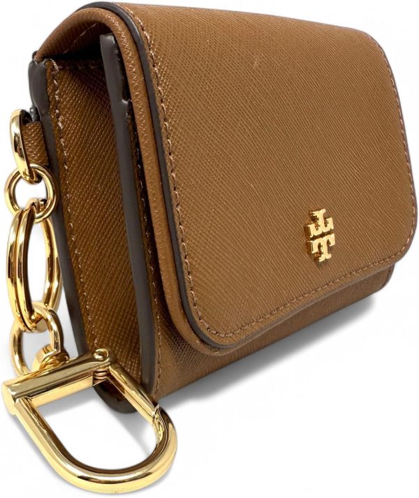 Tory Burch Women's 157146 Crossgrain Leather Emerson Flap Card Case Wallet (Moose)-0