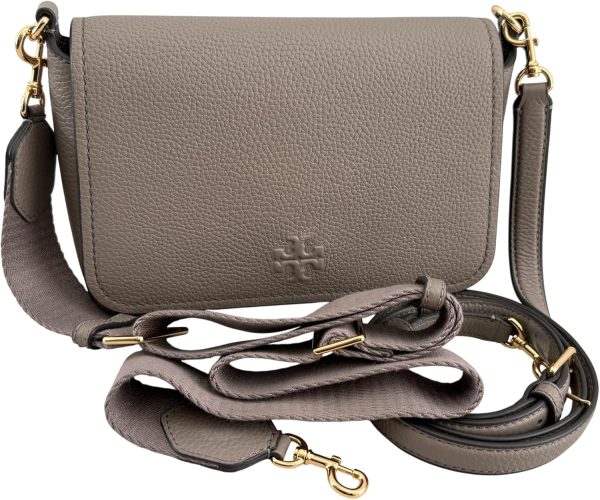 Tory Burch 144688 Thea Flap Grey Heron With Gold Hardware Women's Crossbody Bag flap disc