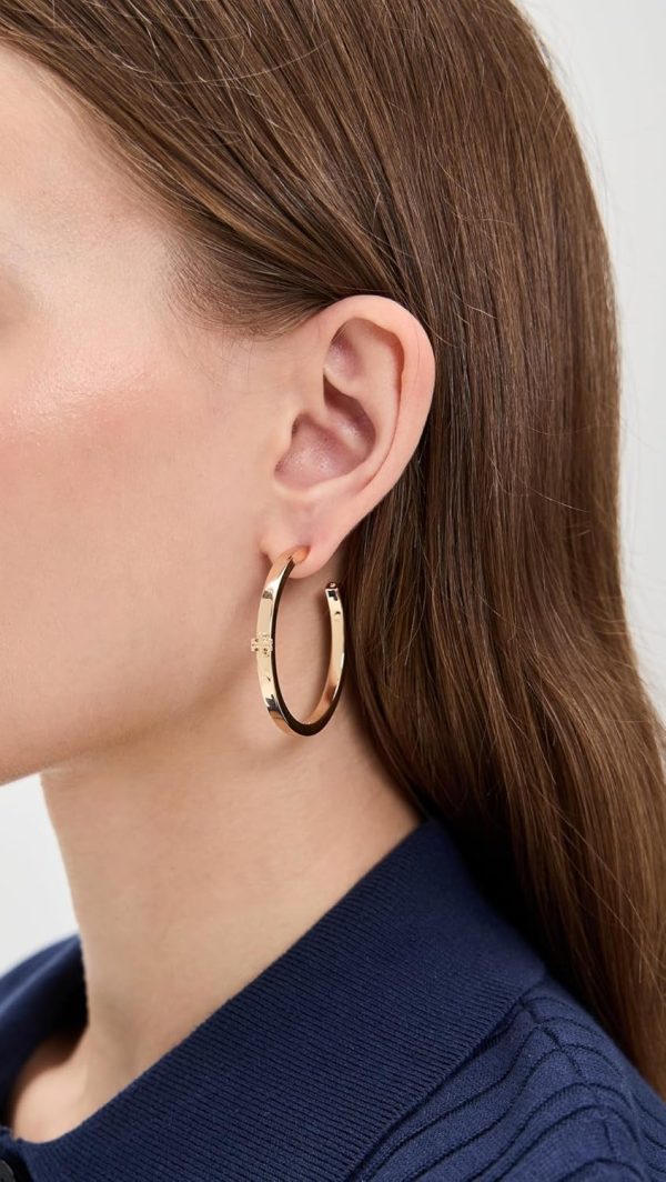 Tory Burch Women's Kira Hoop Earrings, Tory Gold, One Size-2