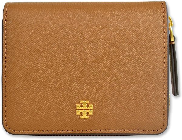 Tory Burch Womens 147606 Saffiano Leather Emerson Zip Around Mini Wallet, (909 Moose) tory burch tote