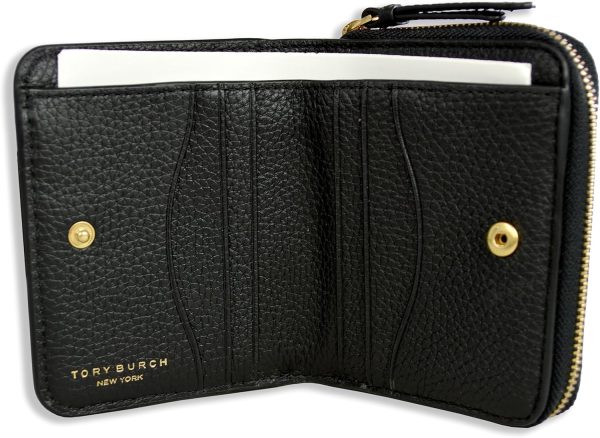 Tory Burch Womens 146463 Pebble Leather Thea Bi-Fold Zip Around Wallet, (Black) zip code